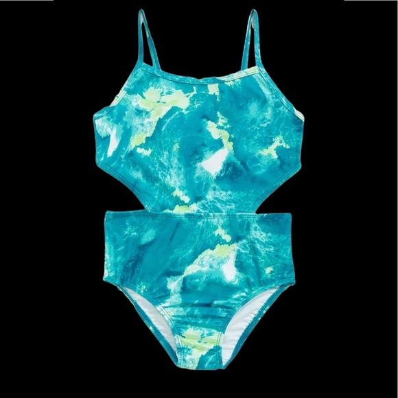 Patterned Cut-Out-Waist‎ One-Piece Swimsuit for Girls - Picture 1 of 3